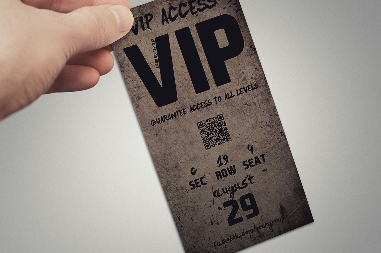 Grunge Vip Pass Card A Card Template By Tzochko Creative Market