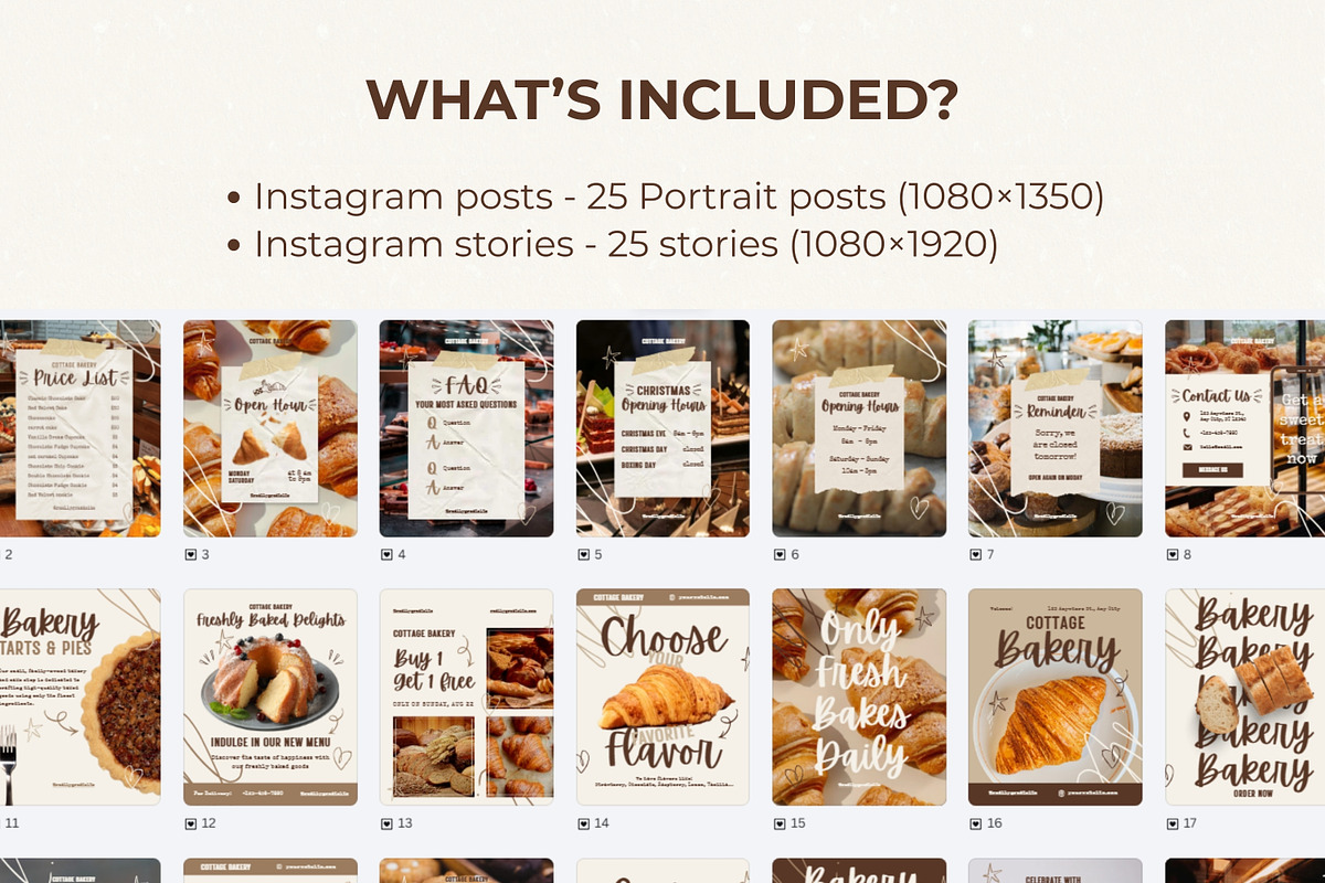 Bakery Instagram Templates, a Social Media Template by Anna Design Studio (Photo 2 of 11)