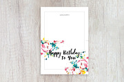 watercolor flower birthday card, a Card Template by TurquoiseDesign (Thumbnail 2 of 2)