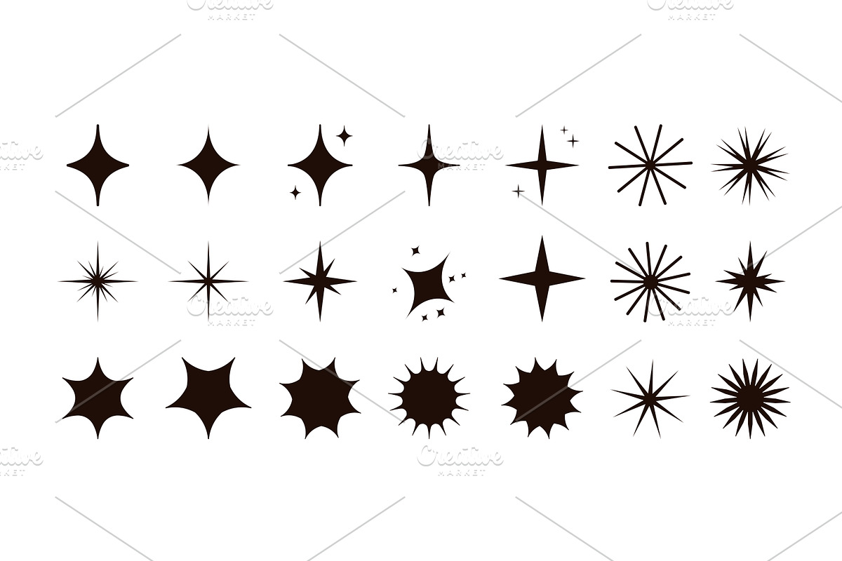 Stars of different shapes icon set, an Object Illustration by Flashvector