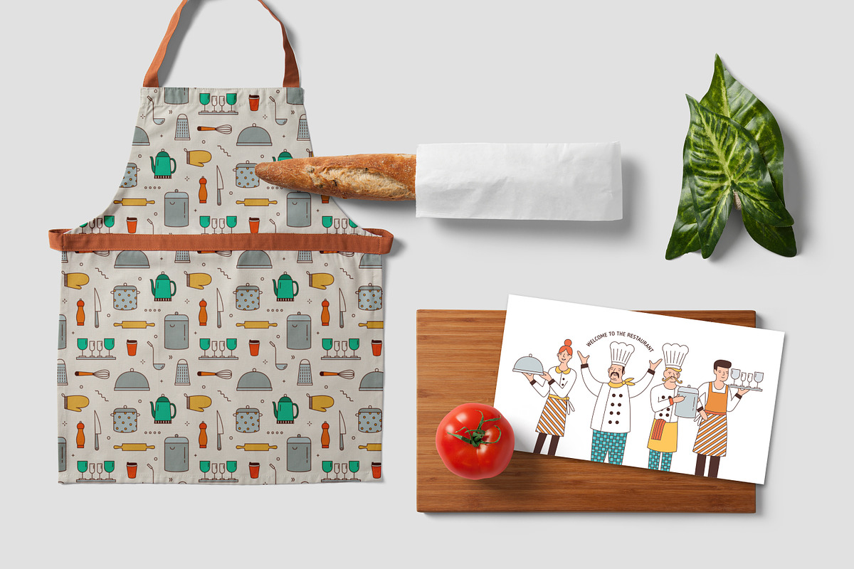 Restaurant team banner, set, pattern, a Decorative Illustration by Good Studio (Photo 10 of 11)