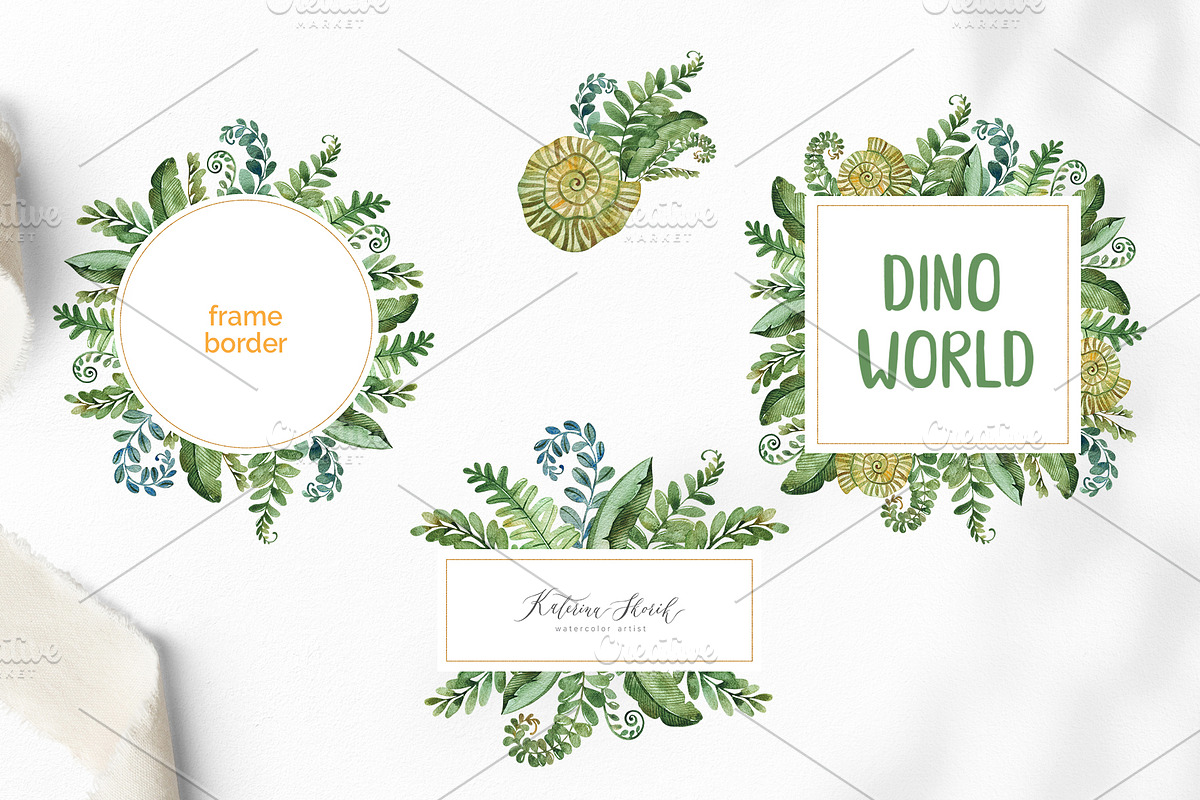Dino World. Watercolor collection., an Animal Illustration by Kate_Rina (Photo 9 of 16)