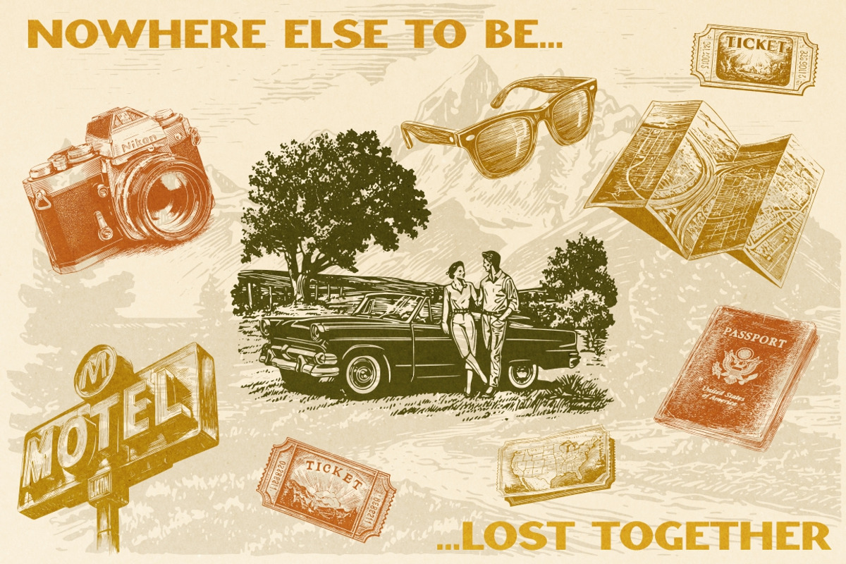 USA Retro Road Trip illustrations, an Object Illustration by Nocturnal Wolf (Photo 3 of 19)