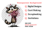 Whimsical Valentine Raccoon Clipart, an Illustration by Dream Creation (Thumbnail 7 of 7)