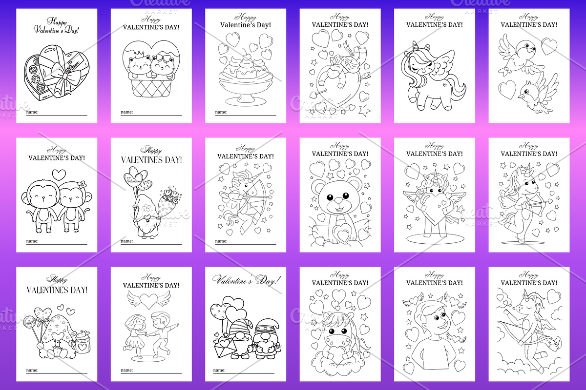 Valentine's Day Coloring Book, a Print Template by Art's and patterns (Photo 8 of 9)