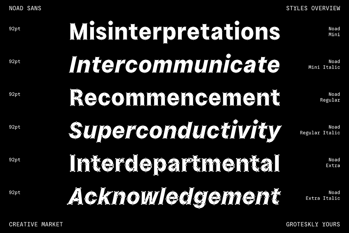 Noad Sans – Experimental Type Family, a Sans Serif Font by Eugene Tantsurin (Photo 12 of 15)