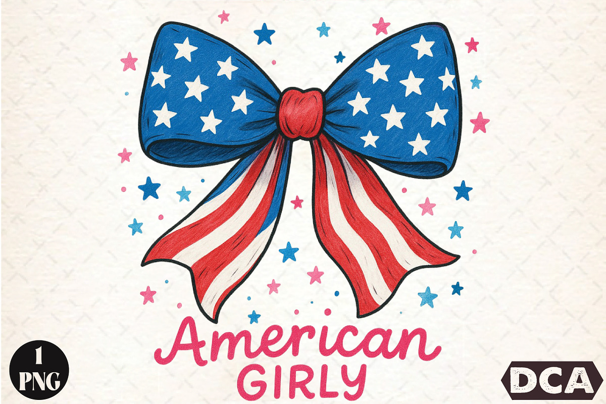 4th of July Hand Drawn Coquette Bow, an Illustration by DreamCafeArt (Photo 1 of 7)
