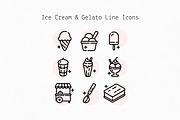 Ice Cream & Gelato Line Icons, an Outline Icon by Lyolya Profitrolya (Thumbnail 1 of 2)