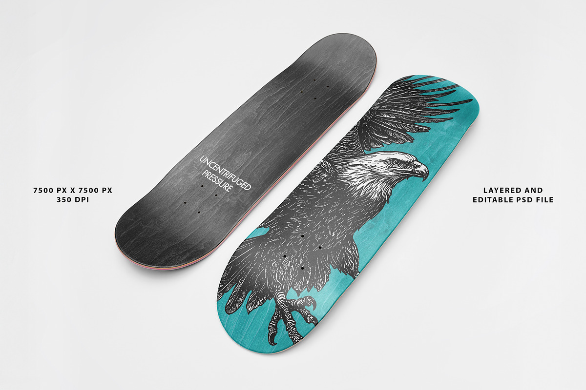 Realistic Skateboard Deck Mockup 9, a Product Mockup by Uncentrifuged Pressure (Photo 2 of 8)