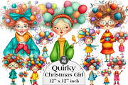 Quirky Christmas Girl Clipart, an Illustration by DreamArtGraphic (Thumbnail 1 of 5)