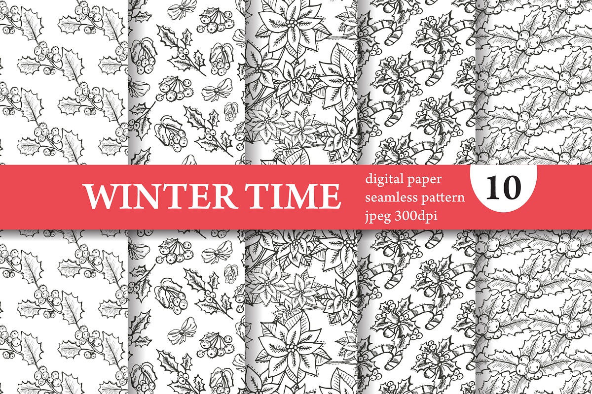 10 Winter Seamless Patterns Set, a Pattern Graphic by Sunset&Sea Design (Photo 1 of 2)