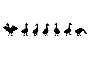 Minimal goose silhouettes in walking, an Animal Illustration by GraphiShop