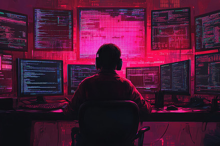 Person surrounded by glowing monitor, a Background Photo by Pixeness
