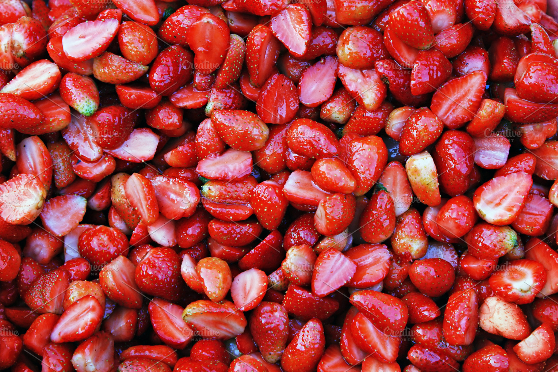 Strawberry background, a Photo by saiko3p