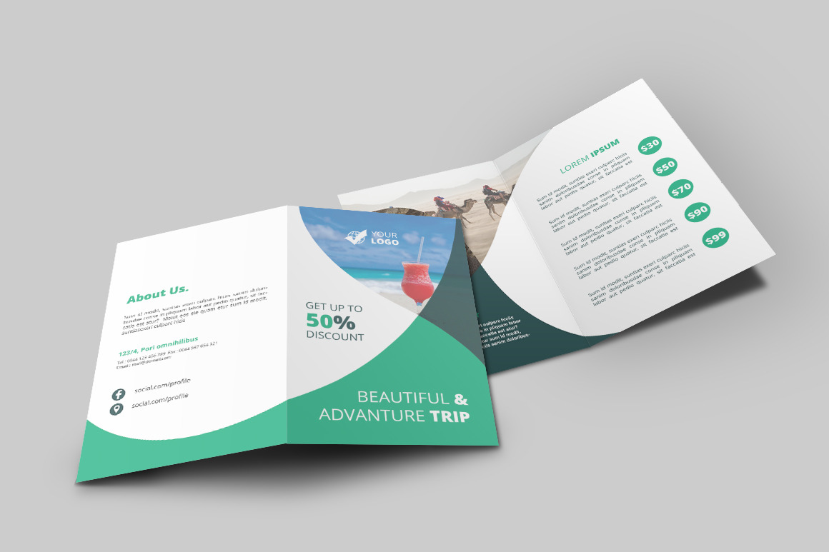 Travel Agency Bi Fold Brochure | Brochure Templates ~ Creative Market