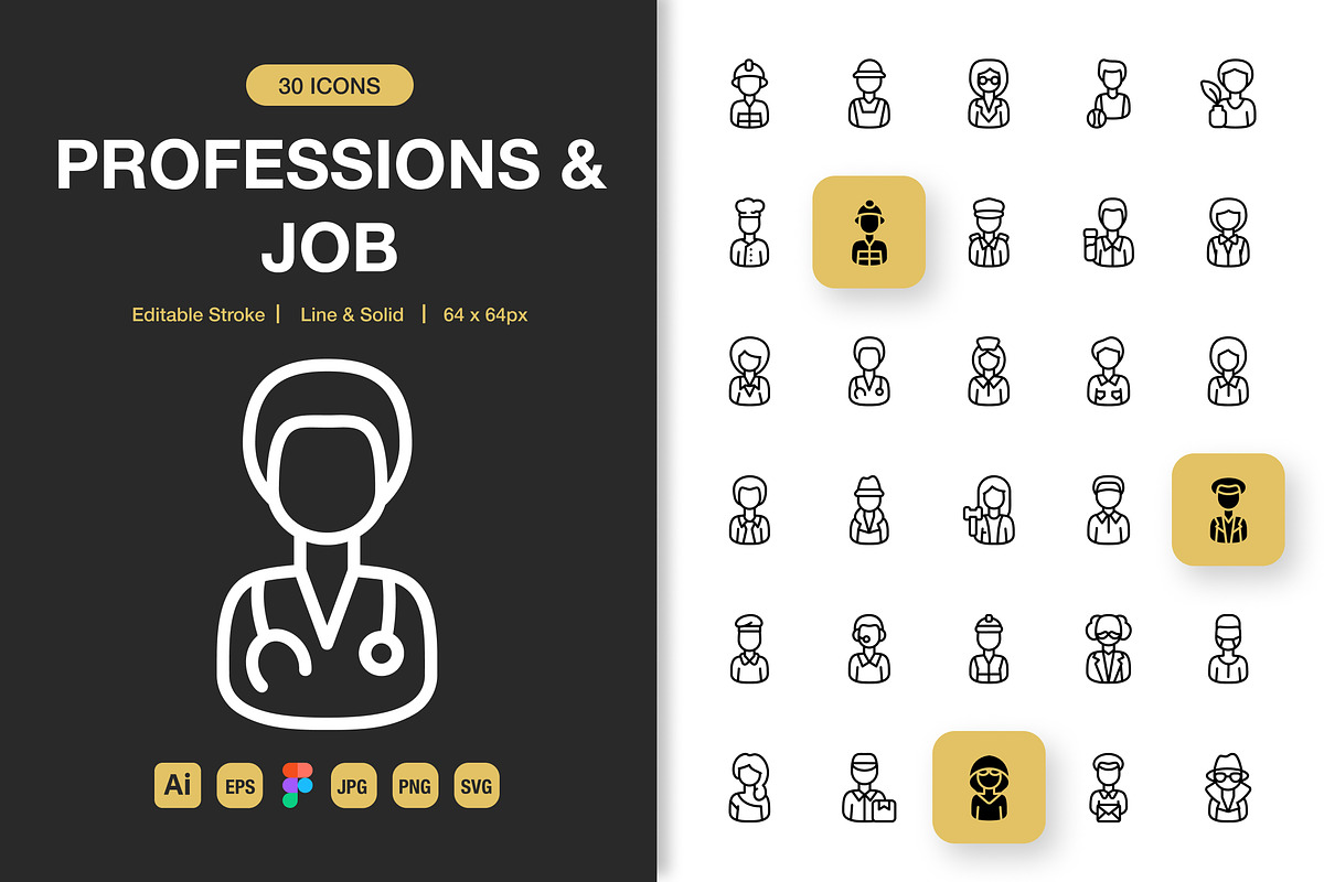 Professions and Job Icons, an Icon by Spacepixel Creative (Photo 1 of 3)