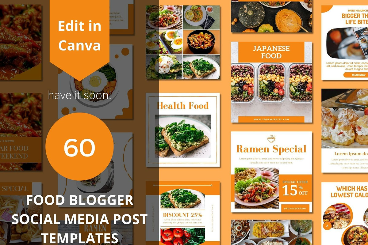 Food Blogger Social Media Post, a Social Media Template by BoontenStudio (Photo 1 of 7)