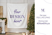 Tapestry Mockup Christmas Banner, a Merchandise Mockup by Mie Mockup Studio (Thumbnail 2 of 7)