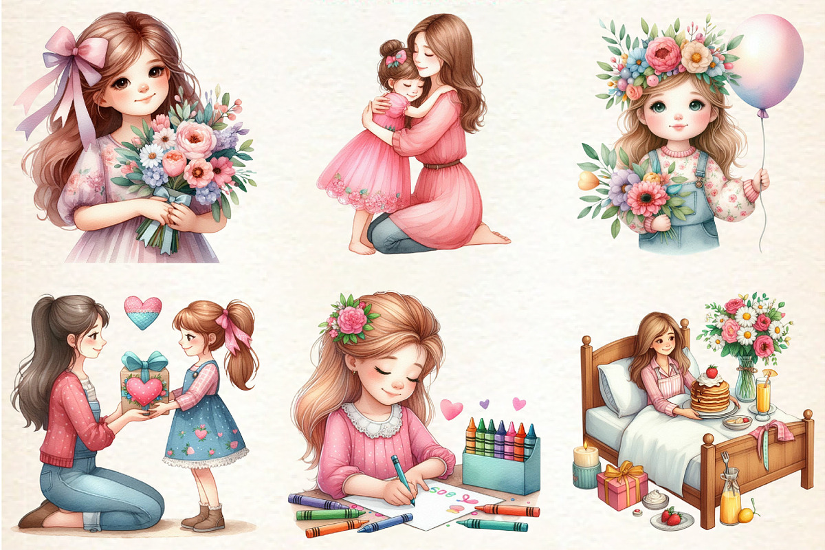 Mother's Day Girl Sublimation, a Seasonal Illustration by DreamArtGraphic (Photo 2 of 4)