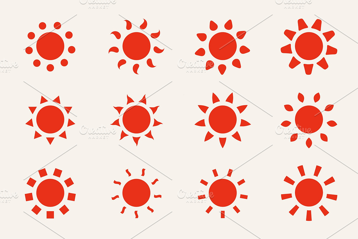 Set of sun icons, symbols, logos, an Emoji Icon by ExpressShop (Photo 1 of 5)