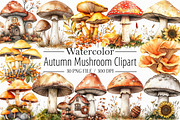 Autumn Mushroom Clipart, an Illustration by Libby Wishes (Thumbnail 1 of 7)