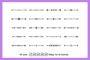 Decorative Text Divider Line Art Set