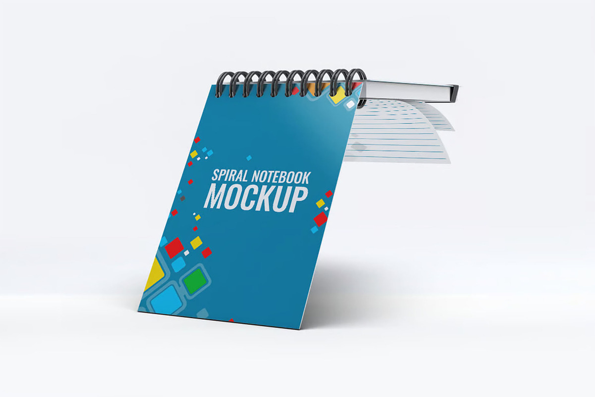 Spiral Notebook Mock-Up, a Product Mockup by DesignRushMarket (Photo 8 of 8)