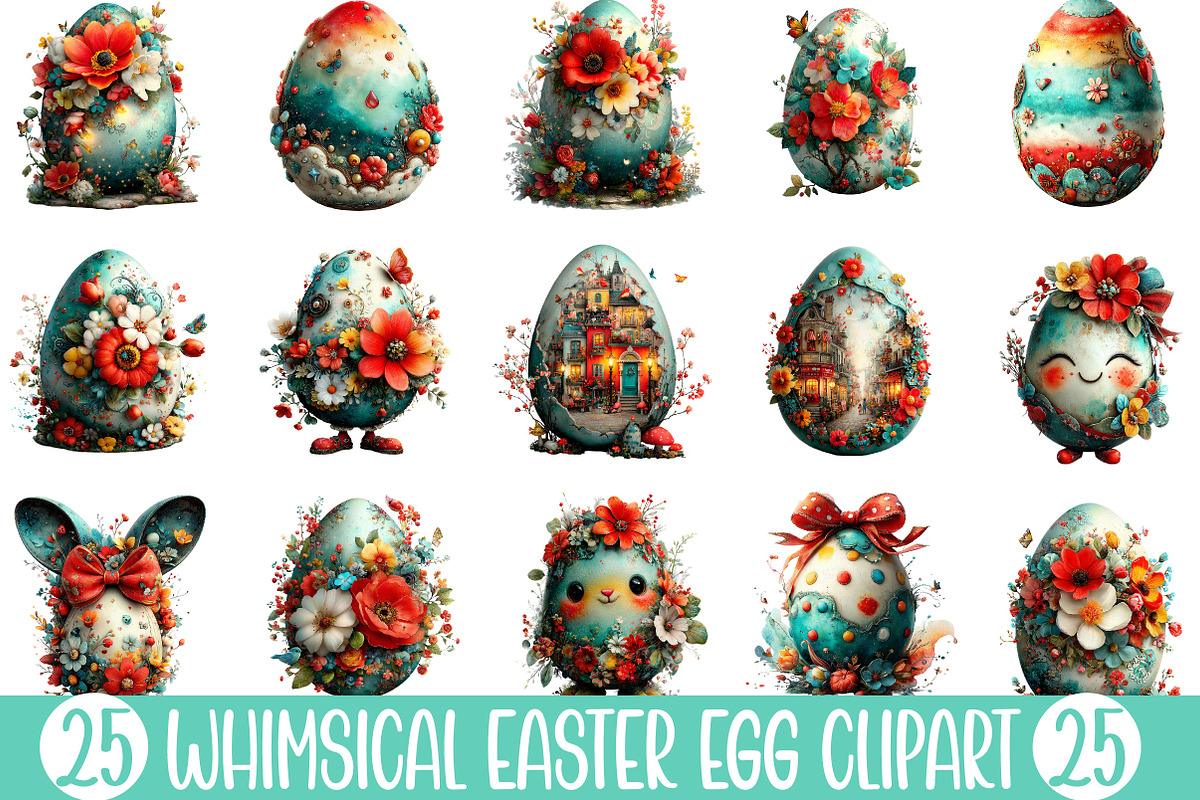 Whimsical Easter Egg Clipart, an Illustration by Designking (Photo 1 of 5)