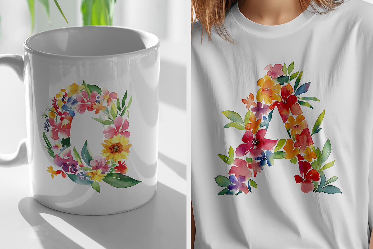 Watercolor Floral Alphabet, an Object Graphic by DesignRocket (Photo 8 of 8)