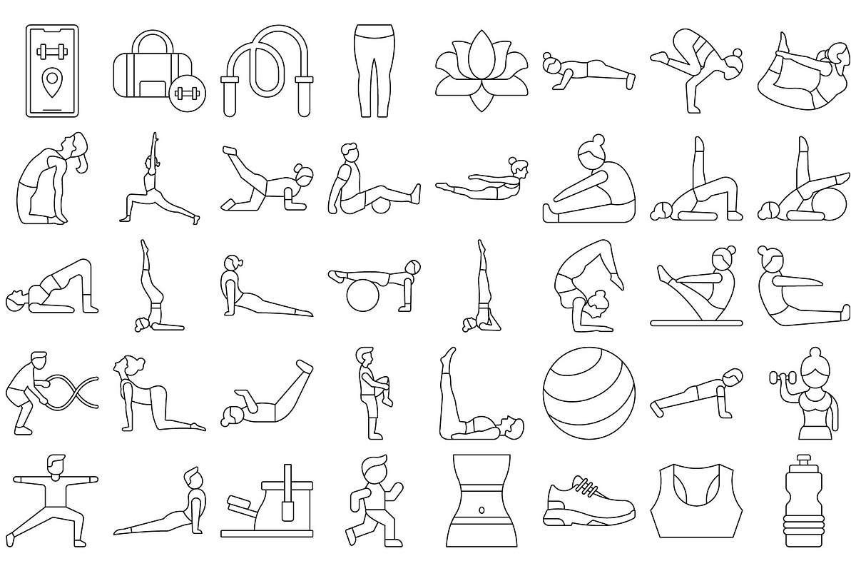 Pilates Fitness Vector Icons Pack, a Solid Icon by Vector Portal (Photo 4 of 6)
