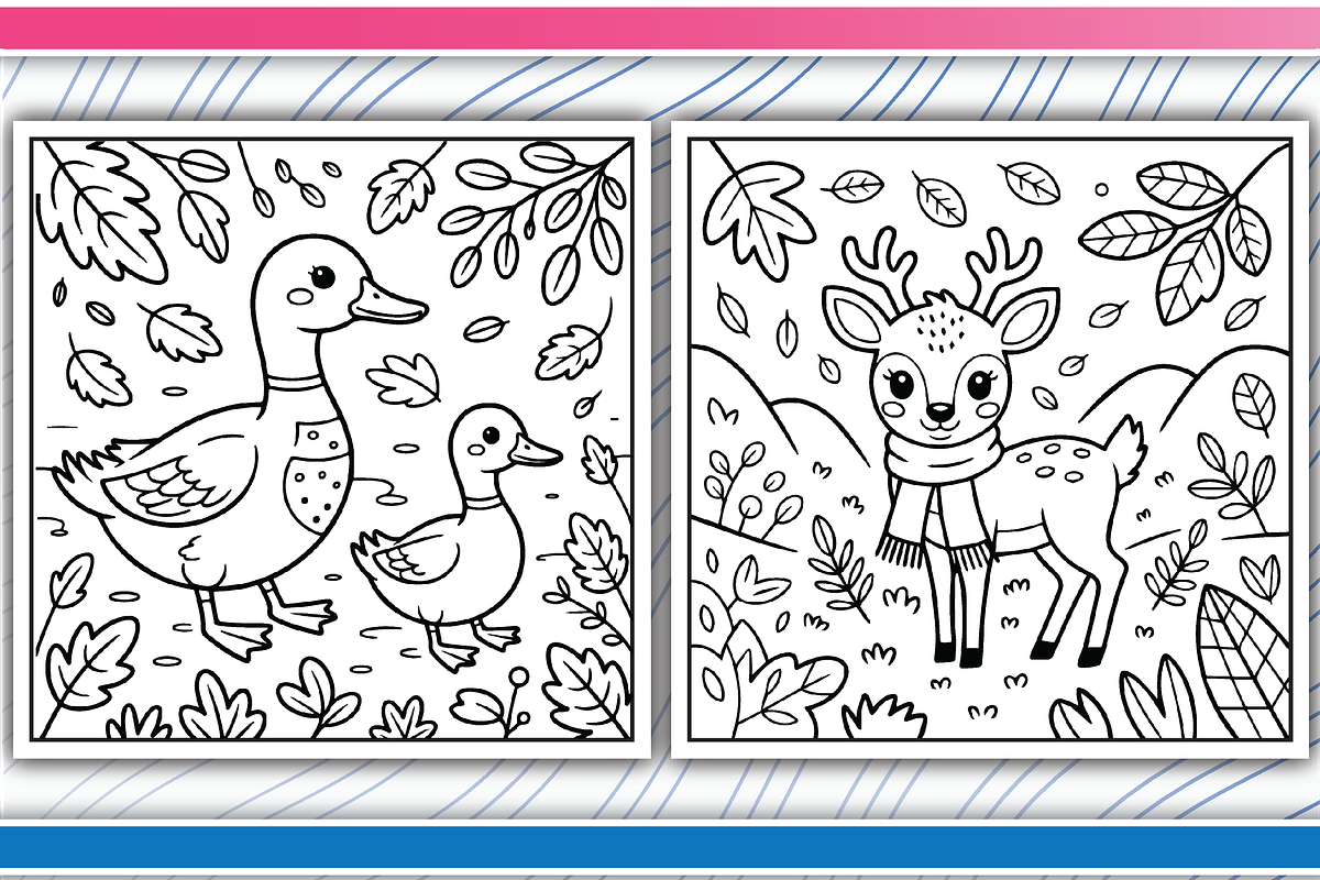 Autumn Animals Coloring Pages, an Illustration by LightExpress (Photo 3 of 5)