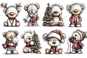 Whimsical Christmas Teddy Bear Clipa, a Seasonal Illustration by YA Design (Thumbnail 2 of 7)