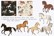 Horse vector seamless + clipart set, a Pattern Graphic by PatternsBlooming (Thumbnail 3 of 4)
