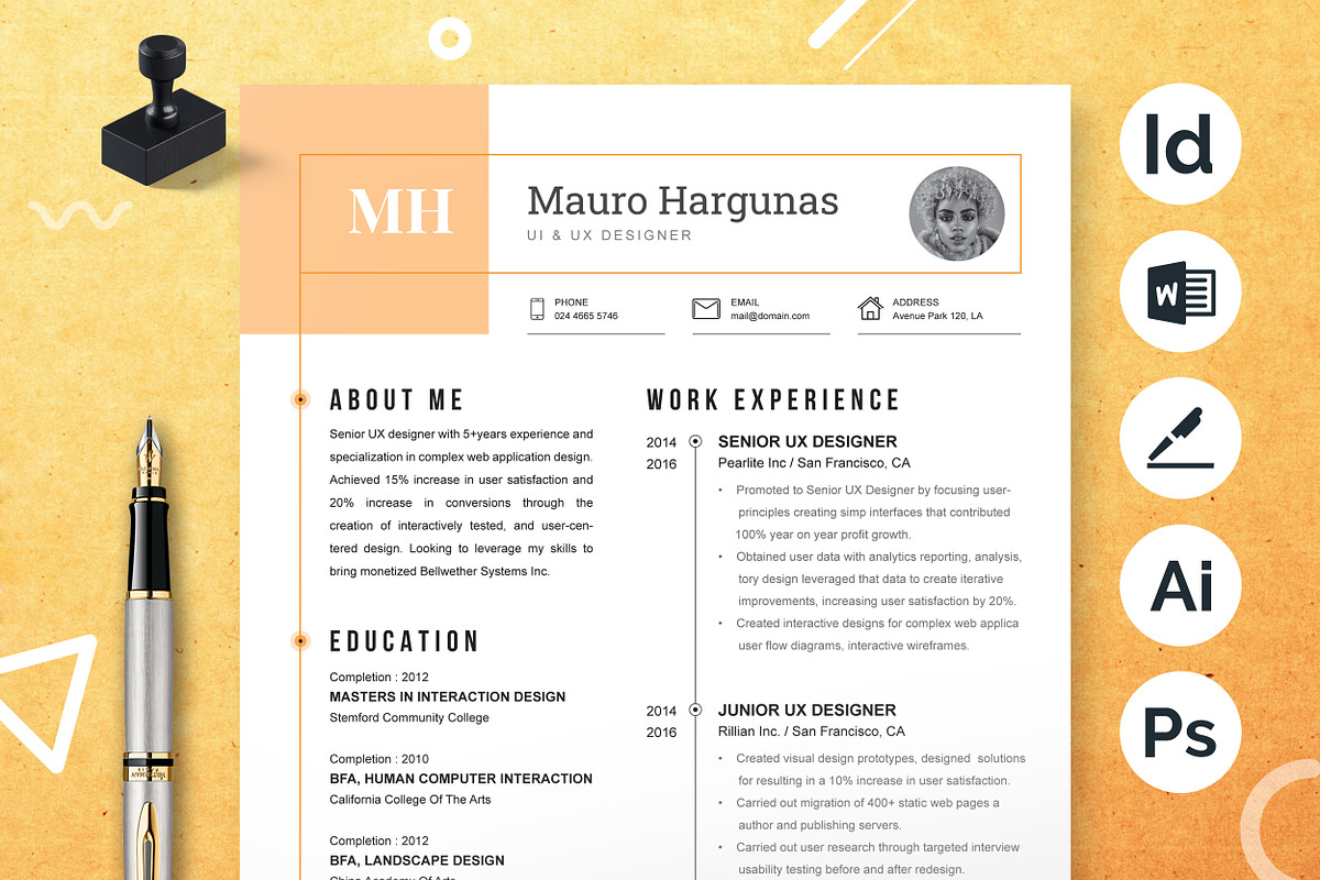 UI/UX Designer / User Interface CV, a Resume Template by ResumeInventor (Photo 1 of 7)