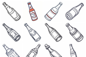 Glass beverage bottles Vector set, an Object Graphic by Billah Hub