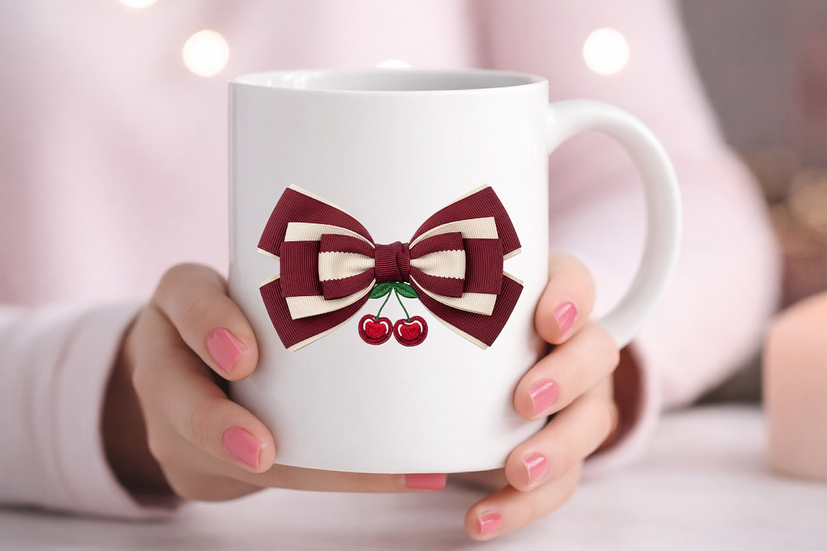 Cute Cherry Bow Design PNG, an Illustration by DreamArtGraphic (Photo 4 of 4)