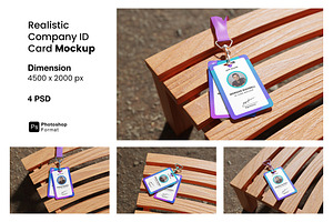 Realistic Company ID Card Mockup