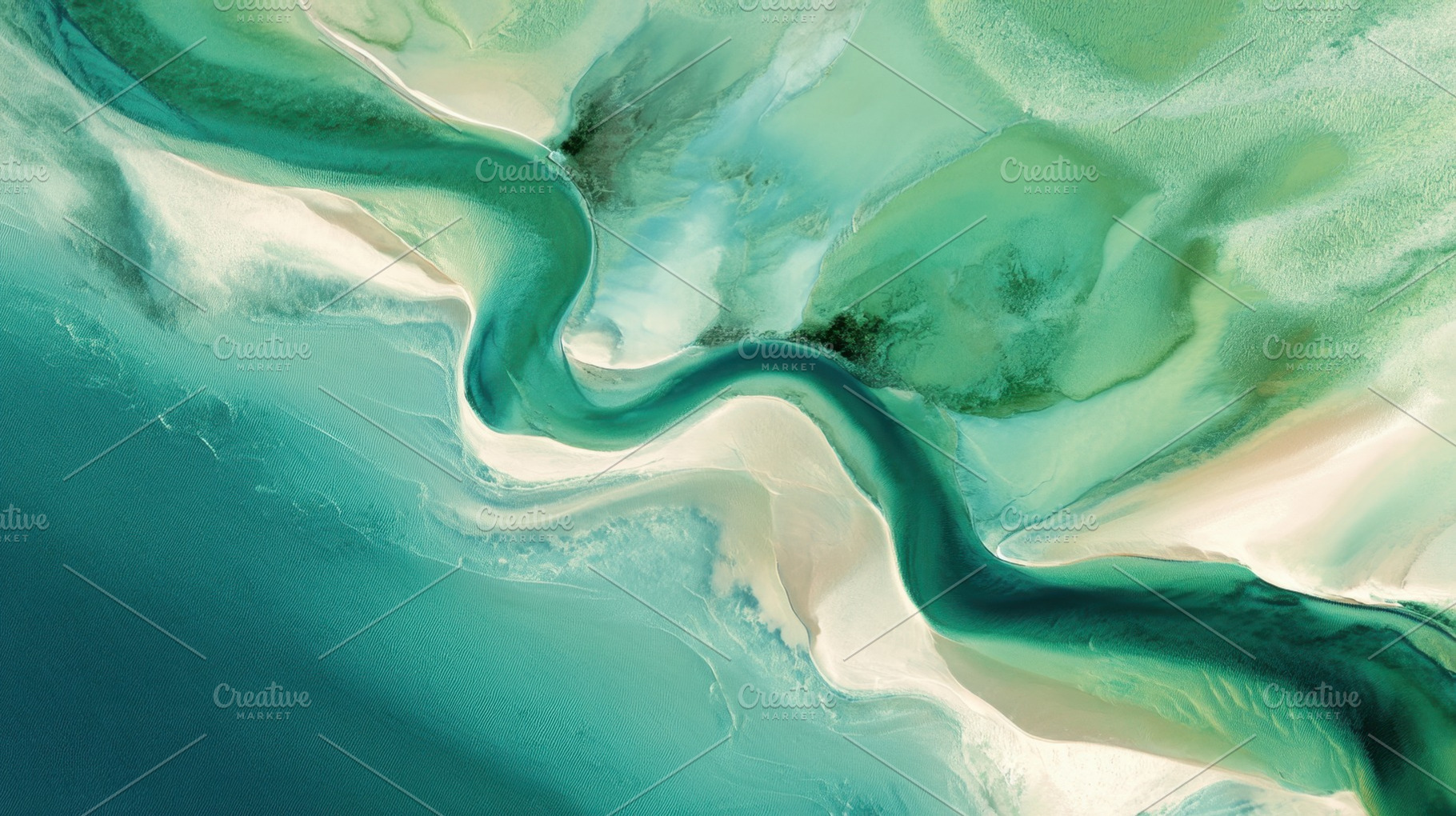 River winding through turquoise, a Photo by Beautiful things