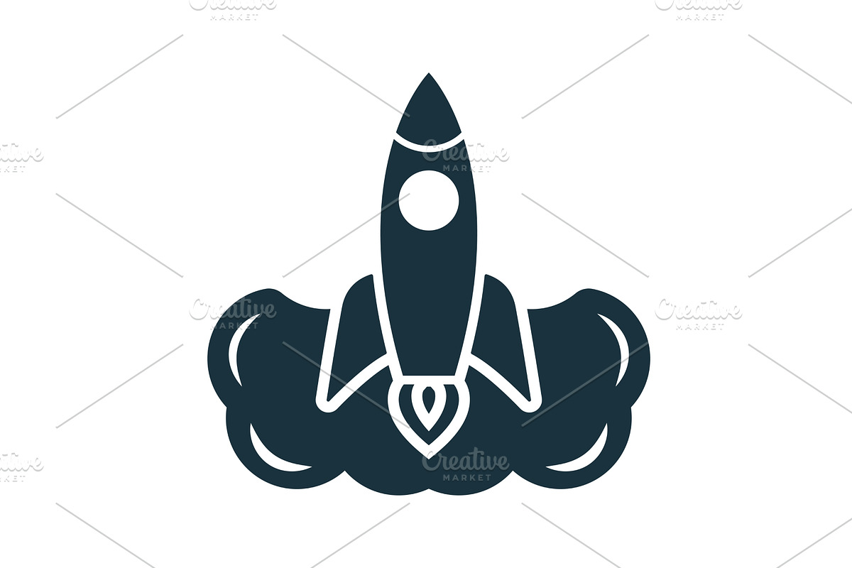 Rocket launch starting up leaving, a Technology Illustration by Aimagenarium@gmail.com
