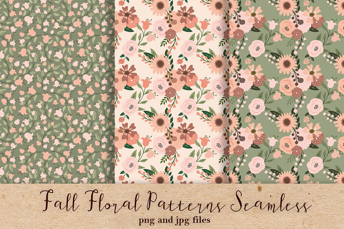 Fall Floral Patterns Seamless, a Pattern Graphic by Chus Moreno Studio (Photo 2 of 8)