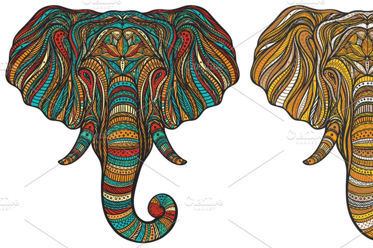 Vector elephant set, an Animal Illustration by IreneArt illustrations (Photo 4 of 8)