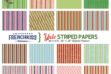 Yule Striped Digital Papers