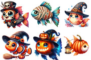 Cute Halloween Fish Clipart, an Illustration by DreamArtGraphic (Thumbnail 5 of 5)