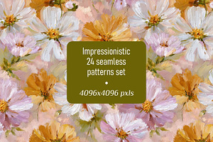 Impressionist Floral 24 Patterns Set