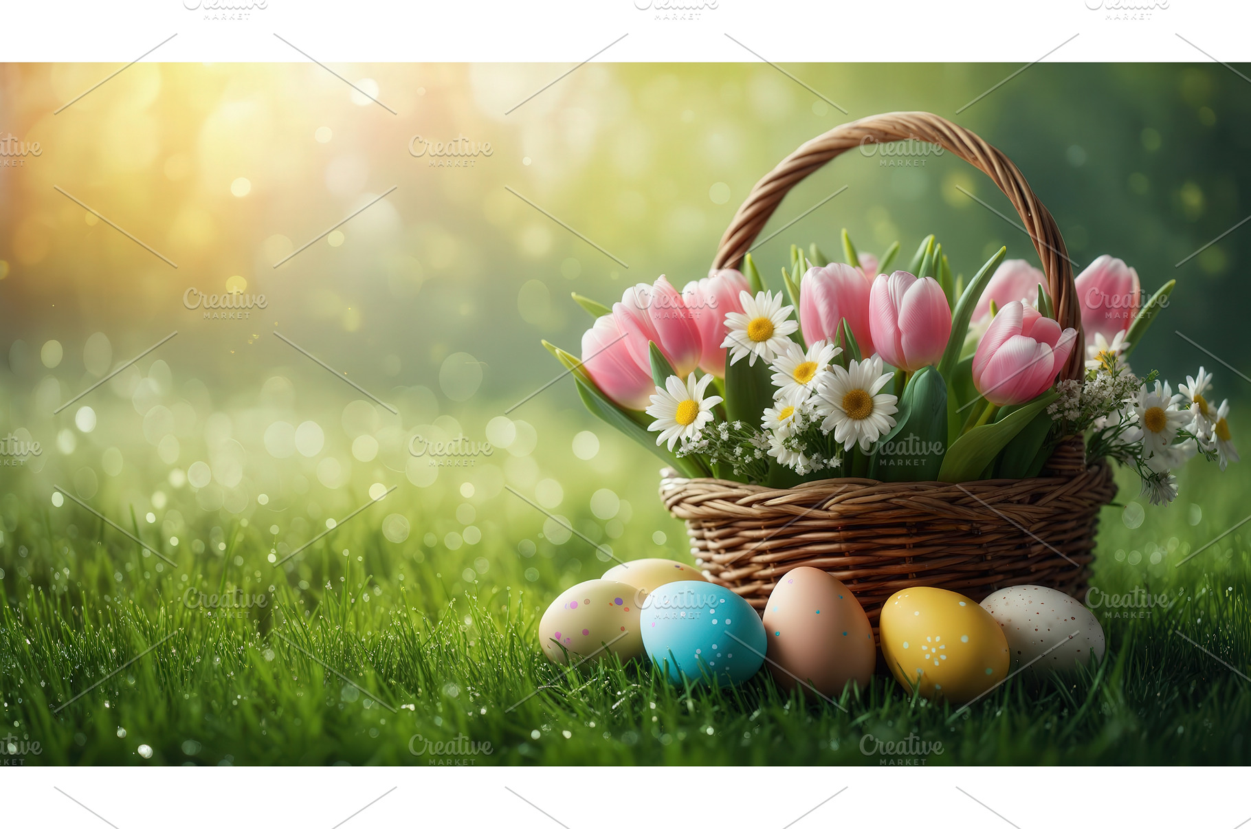 Easter basket with pink tulips, a Holiday Photo by tilialucida