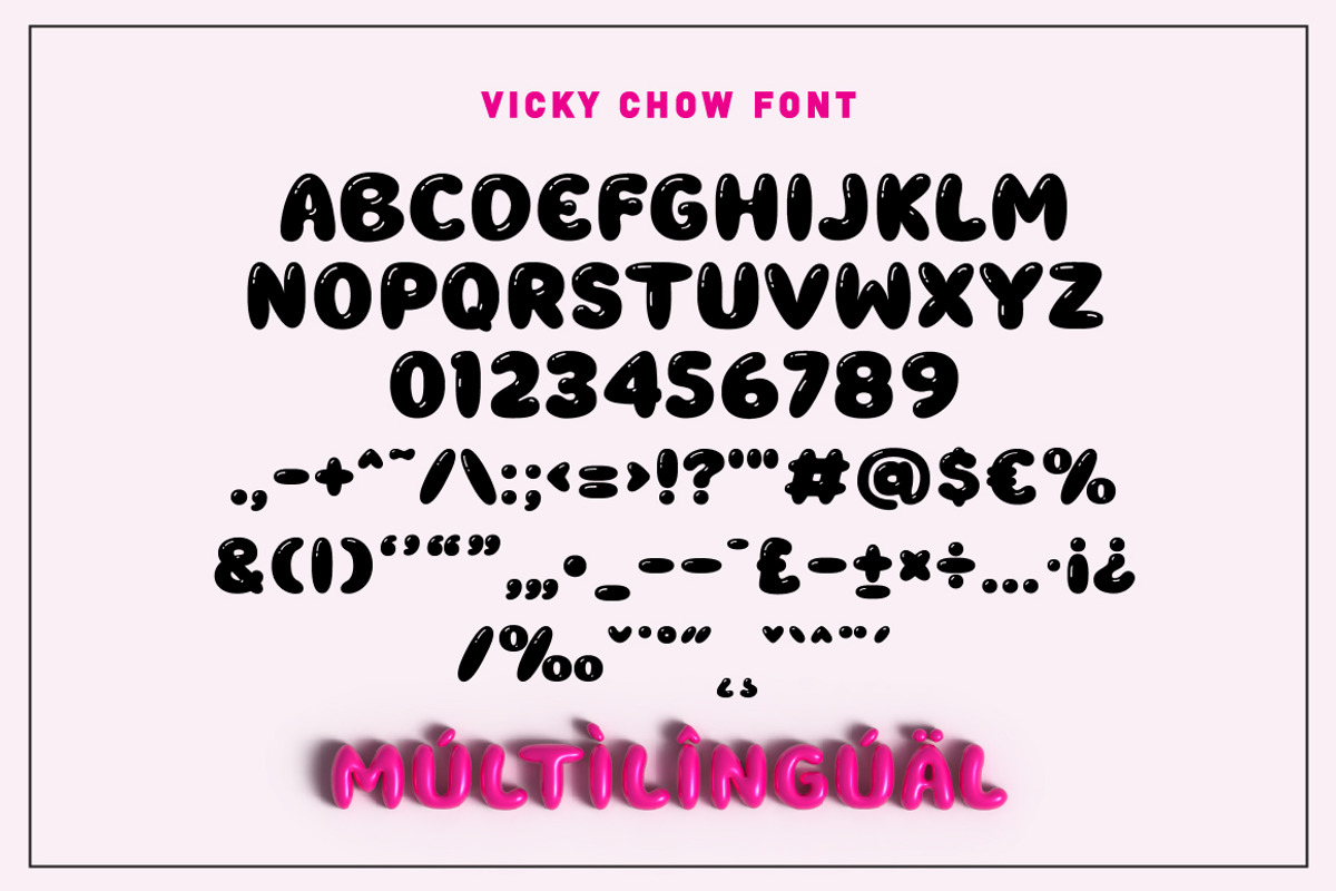 Vicky Chow - Chubby 3D Balloon Font, a Handwritten Font by Typebae (Photo 7 of 7)