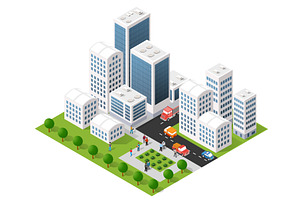 Isometric 3D Illustration City Urban