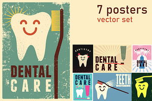 Dentistry grunge vector poster set., a Healthcare Illustration by PoPaShop