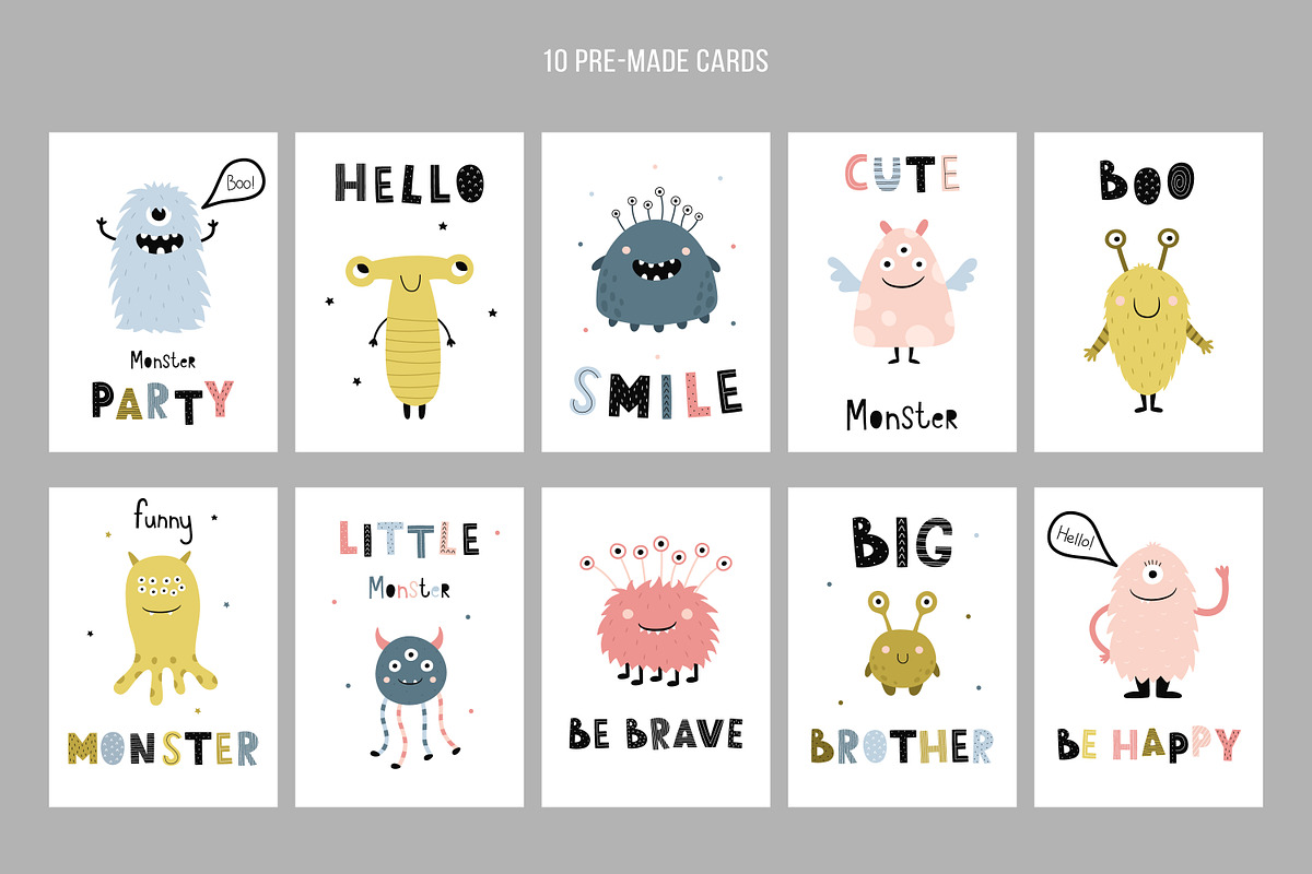 Cute monsters. Vector collection, an Illustration by Guvi-Design (Photo 7 of 10)
