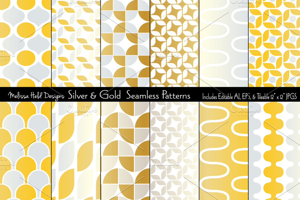 Silver & Gold Seamless Patterns